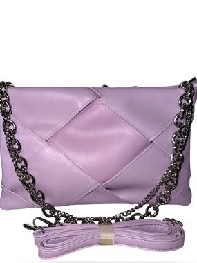 Fashion Soft Woven Vegan Leather Lavender X-body Bag - NWT